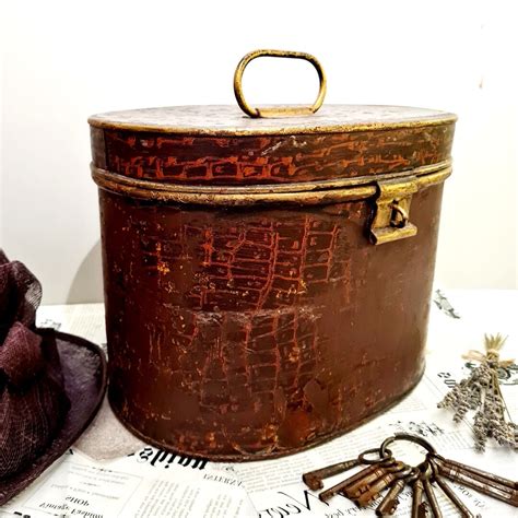 antique british metal hat box|decorative vintage hat boxes.